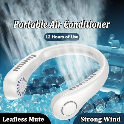 1pc Tragbarer Nackenventilator Elektrischer Drahtloser Ventilator Wiederaufladbarer USB Mini Ventilator Blattloser Persönlicher Ventilator Hängender Nacken Kühler Für Outdoor-Sportarten | Brehn