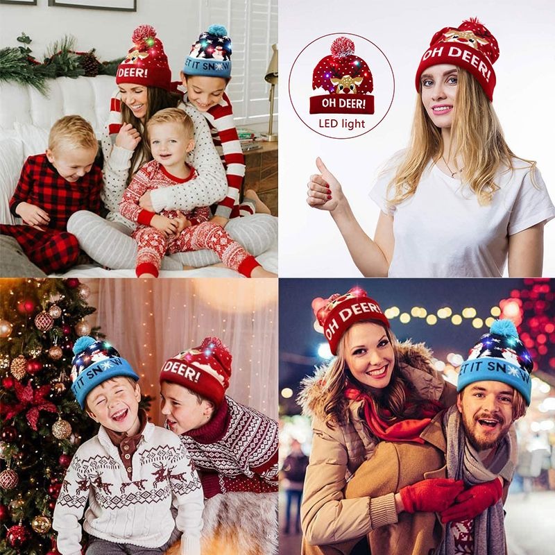 Brehn | 🎅LED Weihnachtsstrickmützen Leuchten Xmas Mütze