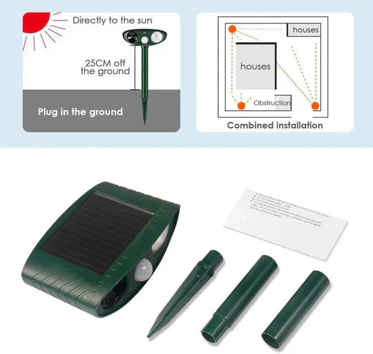 Ultraschall-Wildvertreiber – 4er-Pack, solarbetrieben – Vertreibt Rehe in 48 Stunden