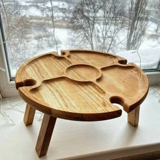 Brehn | Holz Klapp-Picknicktisch für den Außenbereich mit Glashalter