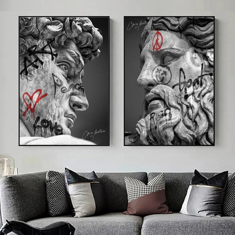David Head Skulptur Graffiti - Leinwand Wandkunst Malerei