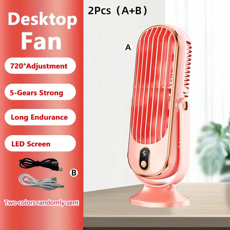 Tragbarer Mini-Luftkühler mit USB-Ladung – 5 Geschwindigkeiten & 720° Drehung | Brehn