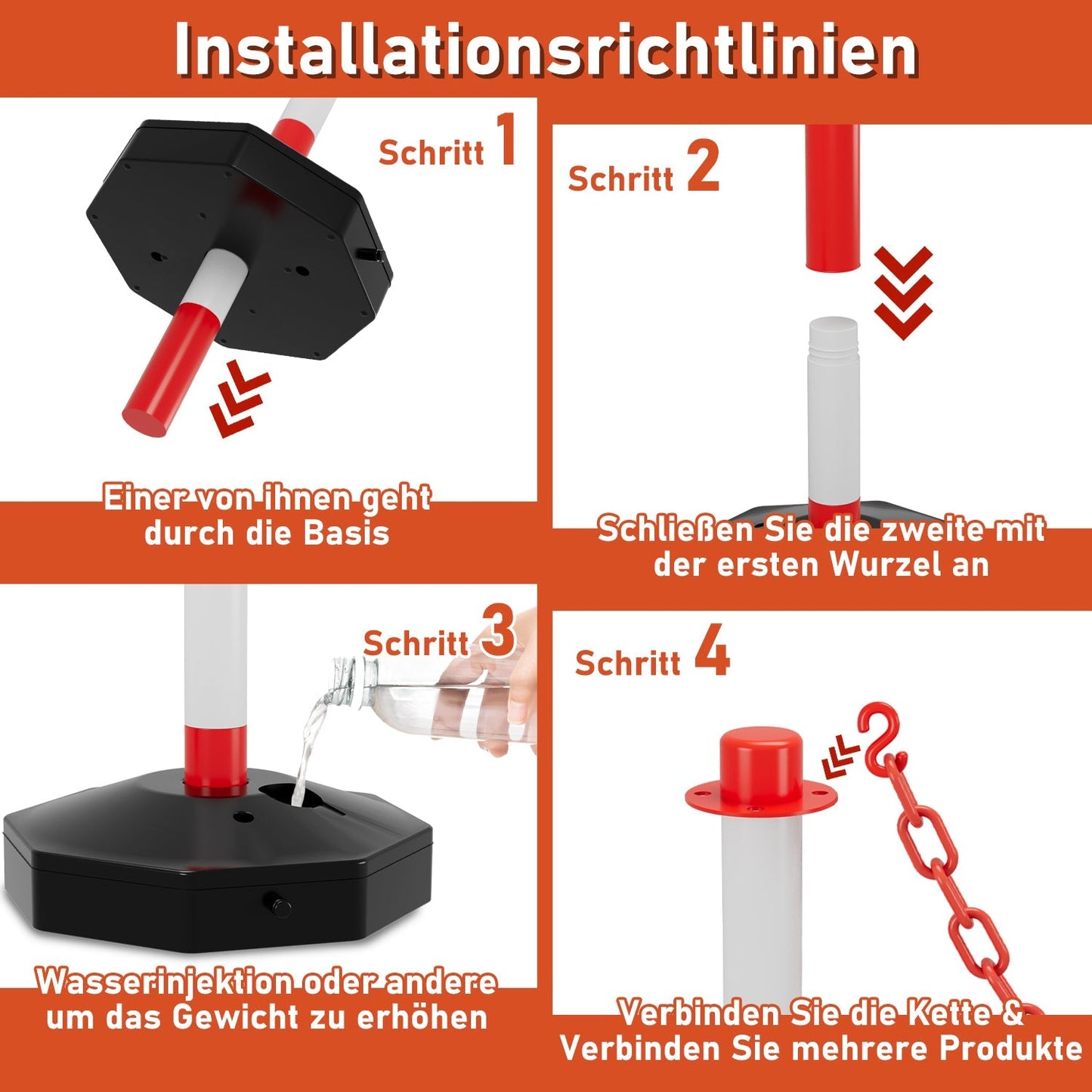 Absperrpfosten Kettenpfosten mit Kette Länge 1,4 m | Brehn
