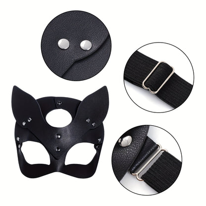 Halloween-Kostümaccessoires für Damen aus Kunstleder | Katzenmasken-Handschuhe