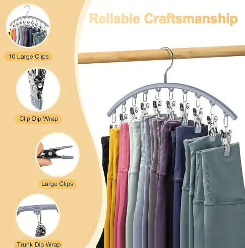 2-teilige Set Leggings Organizer Kleiderbügel – mit 20 Clips für platzsparende Aufbewahrung!