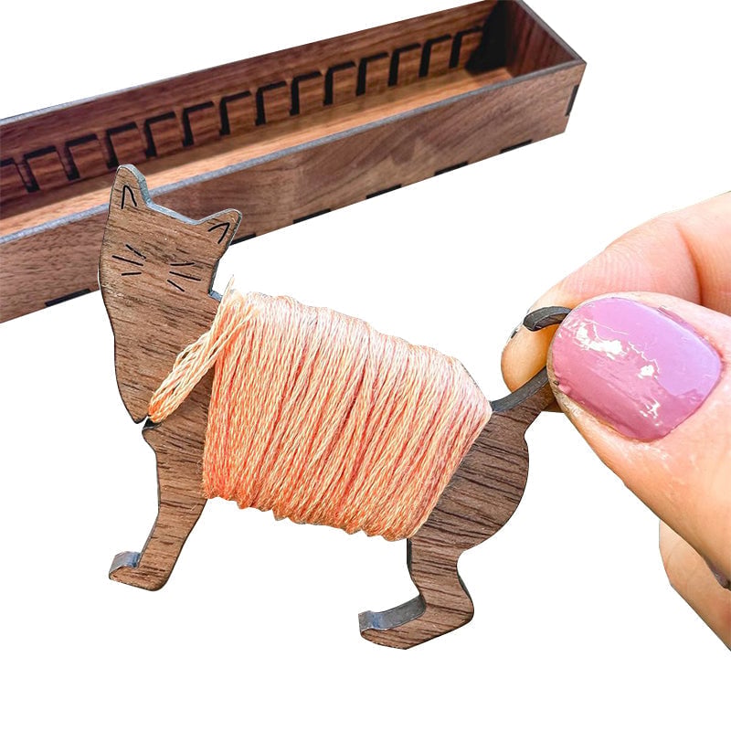 Stickgarn-Organizer | Hasen-Spulen-Set aus Holz | 16-teilig | Inklusive Aufbewahrungsbox
