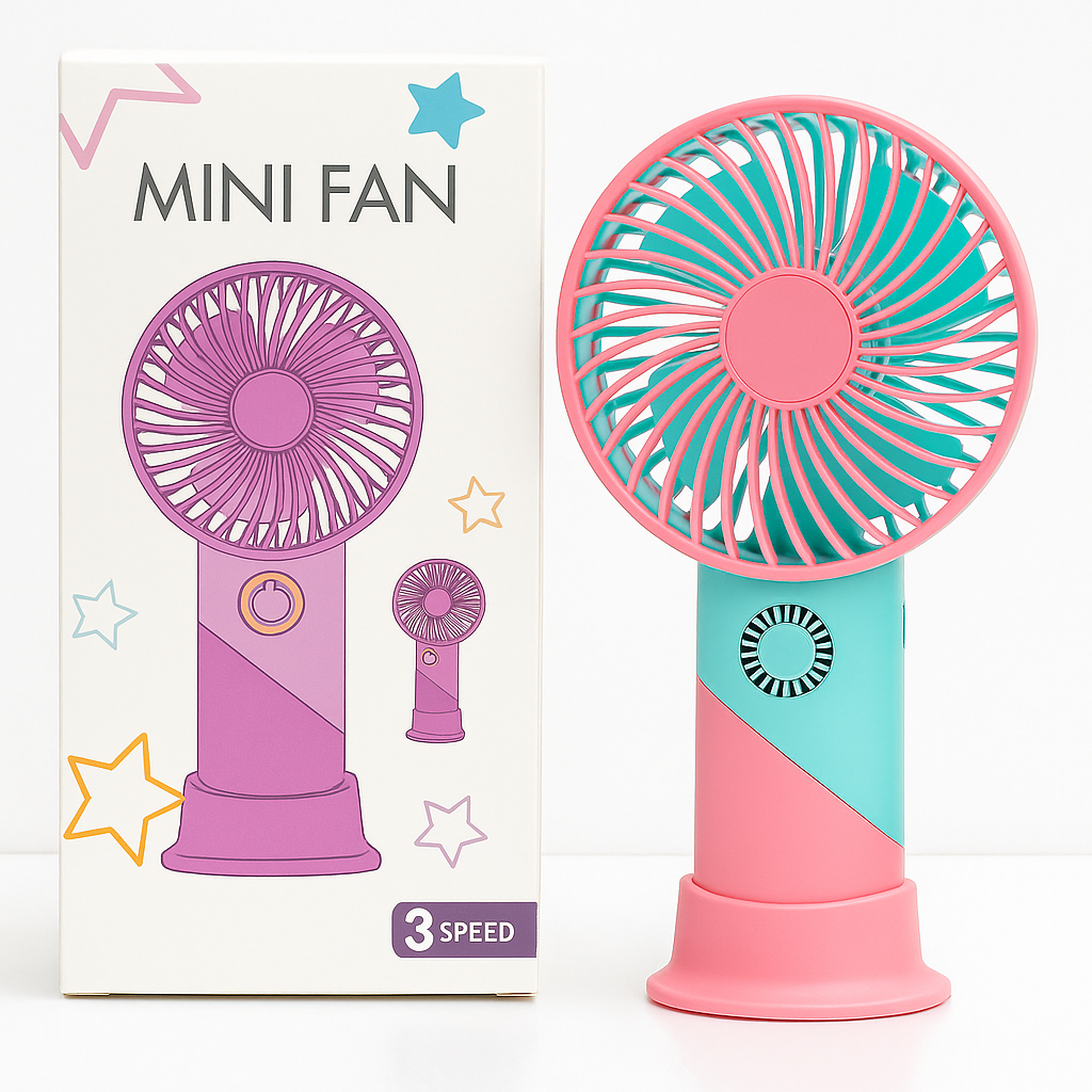 ColorTwist™ Mini Ventilator – 3-Geschwindigkeit Wiederaufladbarer Tragbarer Ventilator | Brehn