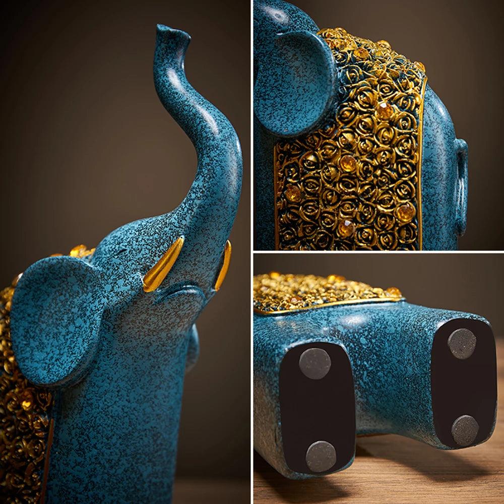 Brehn | Dekorative Figuren Elefanten Set von 2 | Retro Design | Harz | 13x8x30 cm