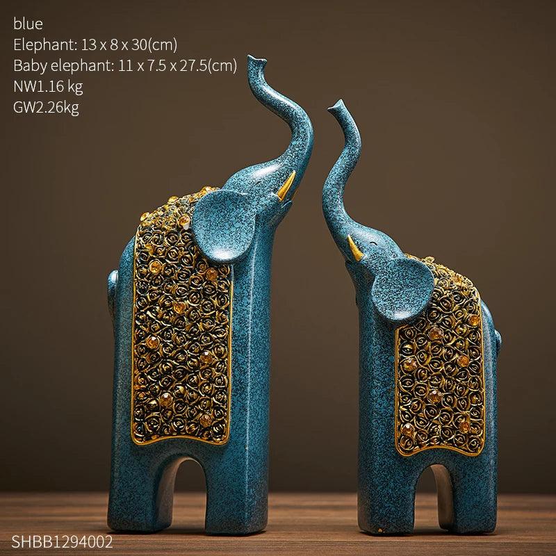 Brehn | Dekorative Figuren Elefanten Set von 2 | Retro Design | Harz | 13x8x30 cm