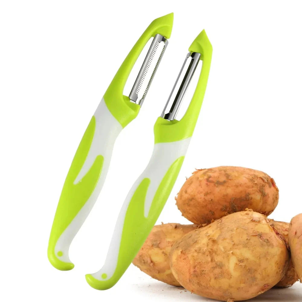 2 Stück Ultra Scharfe Edelstahl Klinge Obst- und Gemüse Schäler Set | Brehn