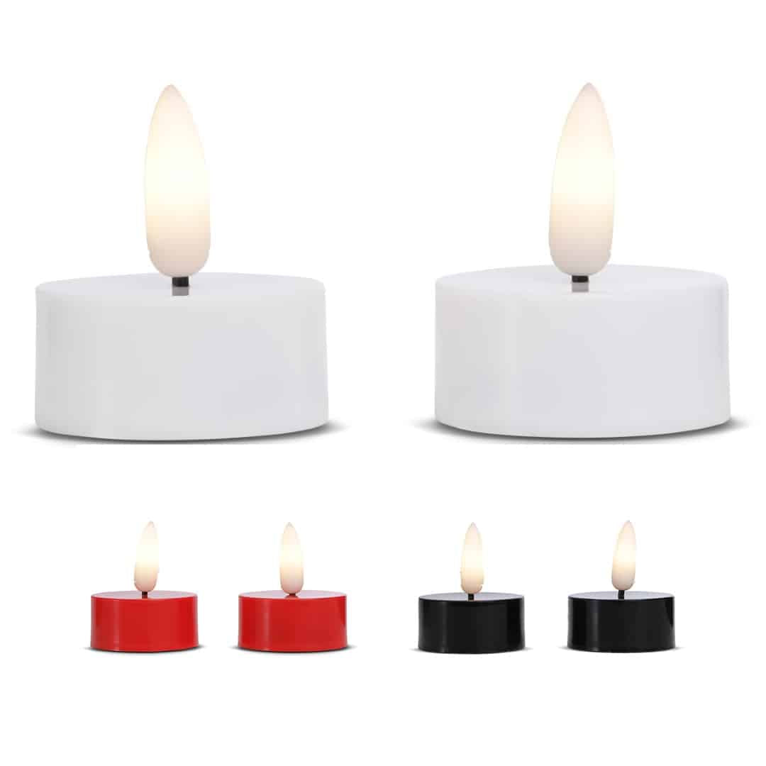 LED-Teelicht aus Kunststoff mit realistischer bewegender Flamme 3,8x2cm (2 Stk.) | Brehn