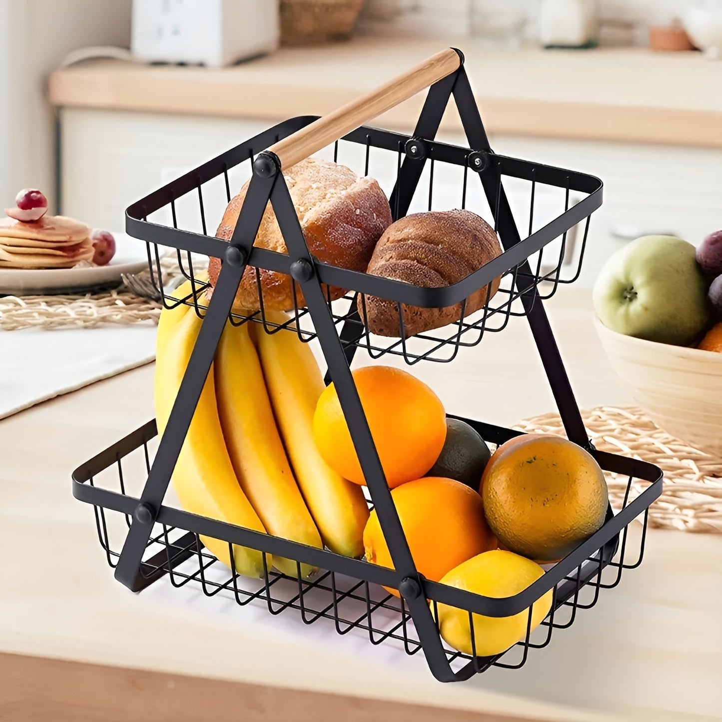 Dreistöckiger Obstkorb aus Metall – platzsparend und dekorativ | Ideal für Küche und Esszimmer