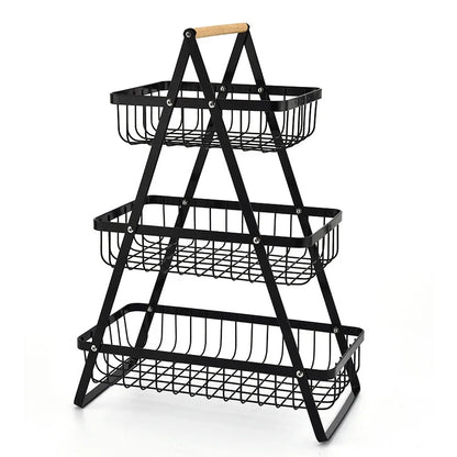 Stylische 3-Schichten Obstschale – Kompakter und eleganter Küchenorganisator