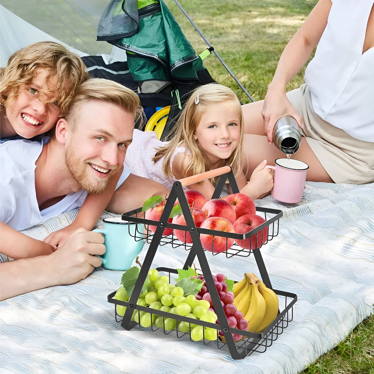 Dreistöckiger Obstkorb aus Metall – platzsparend und dekorativ | Ideal für Küche und Esszimmer