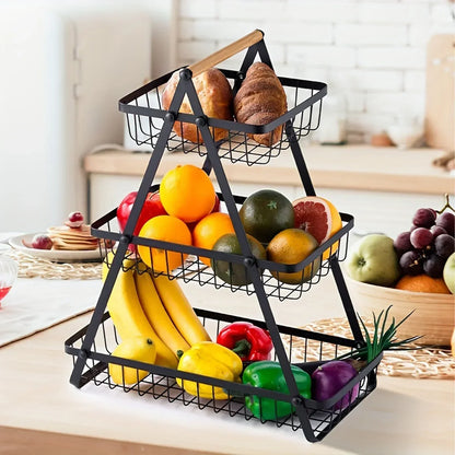 Stylische 3-Schichten Obstschale – Kompakter und eleganter Küchenorganisator
