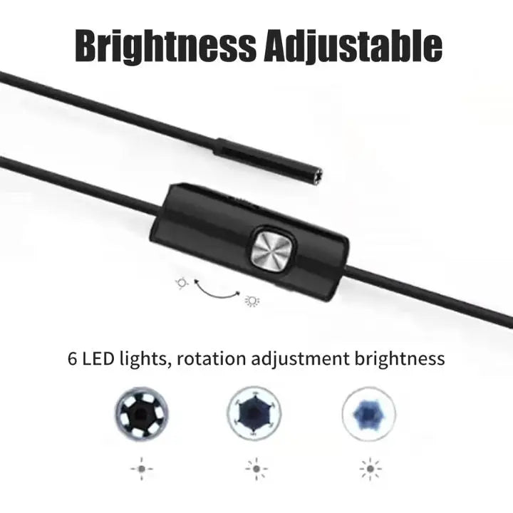 3-in-1 USB Endoskopkamera – Wasserdicht, Flexibel mit 6 LED-Lichtern