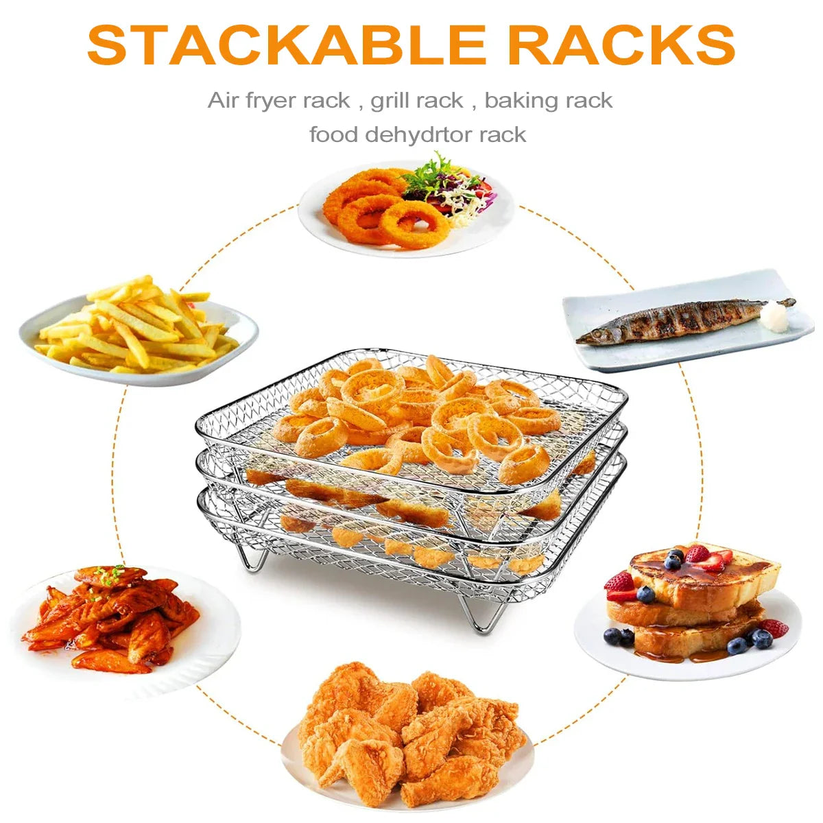 3-Tier Edelstahl Air Fryer Rack Universelles Stapelbares Zubehör | Brehn