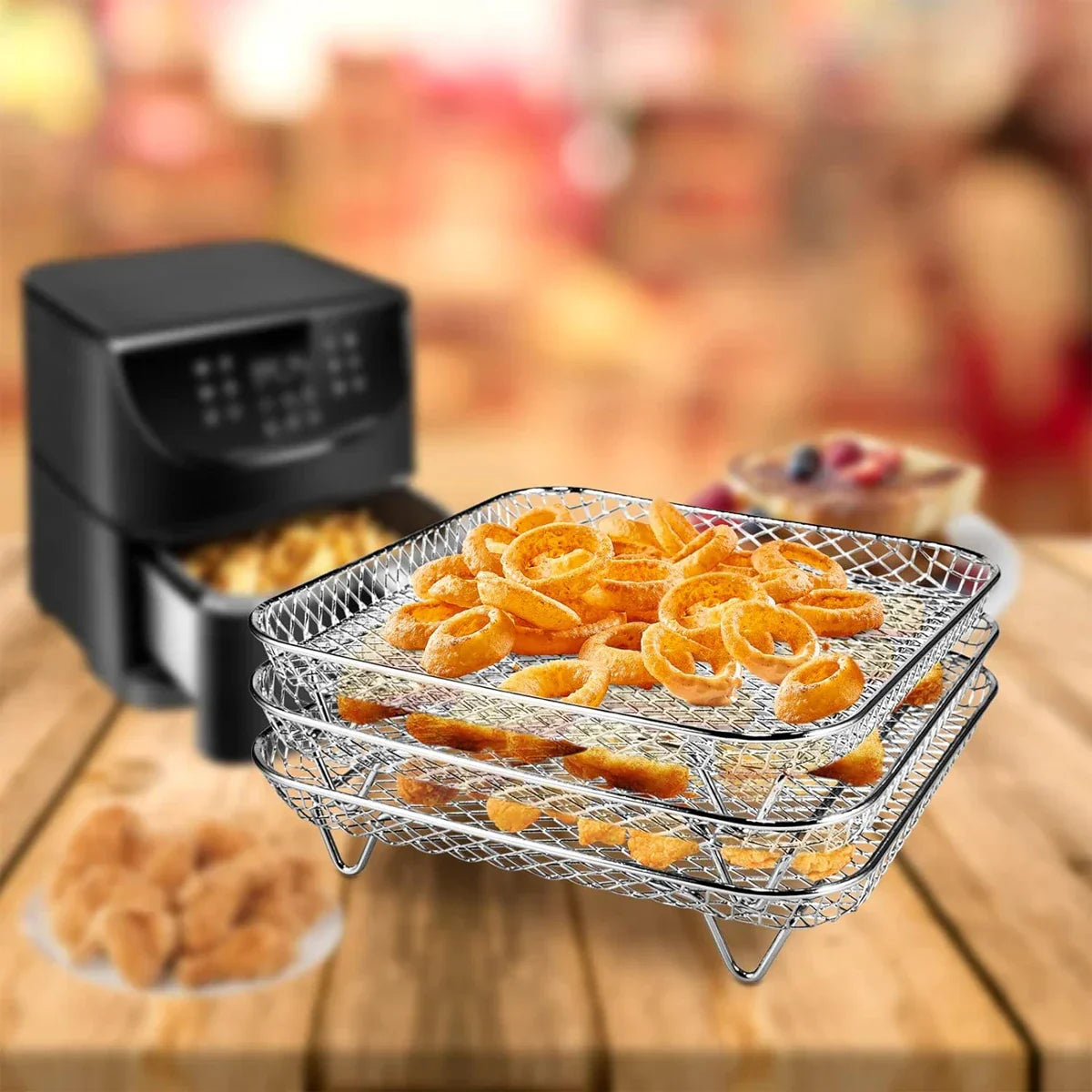 3-Tier Edelstahl Air Fryer Rack Universelles Stapelbares Zubehör | Brehn