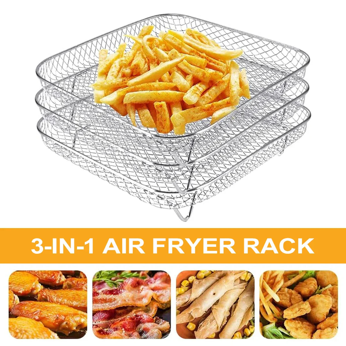 3-Tier Edelstahl Air Fryer Rack Universelles Stapelbares Zubehör | Brehn