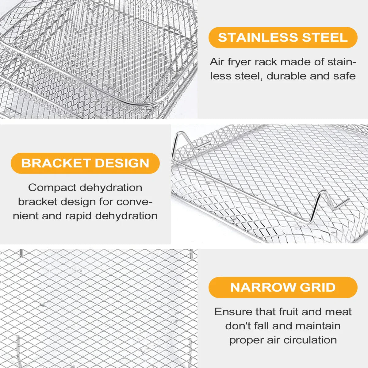 3-Tier Edelstahl Air Fryer Rack Universelles Stapelbares Zubehör | Brehn