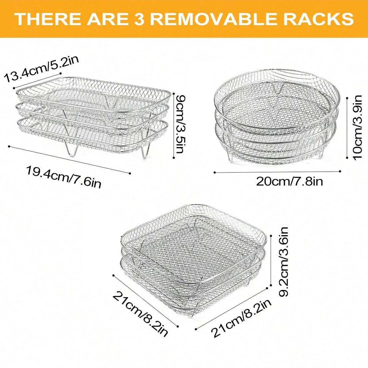 3-Tier Edelstahl Air Fryer Rack Universelles Stapelbares Zubehör | Brehn