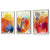 Abstraktes, farbenfrohes 3er-Set gerahmter Wandbilder in Orange, Rosa und Rot