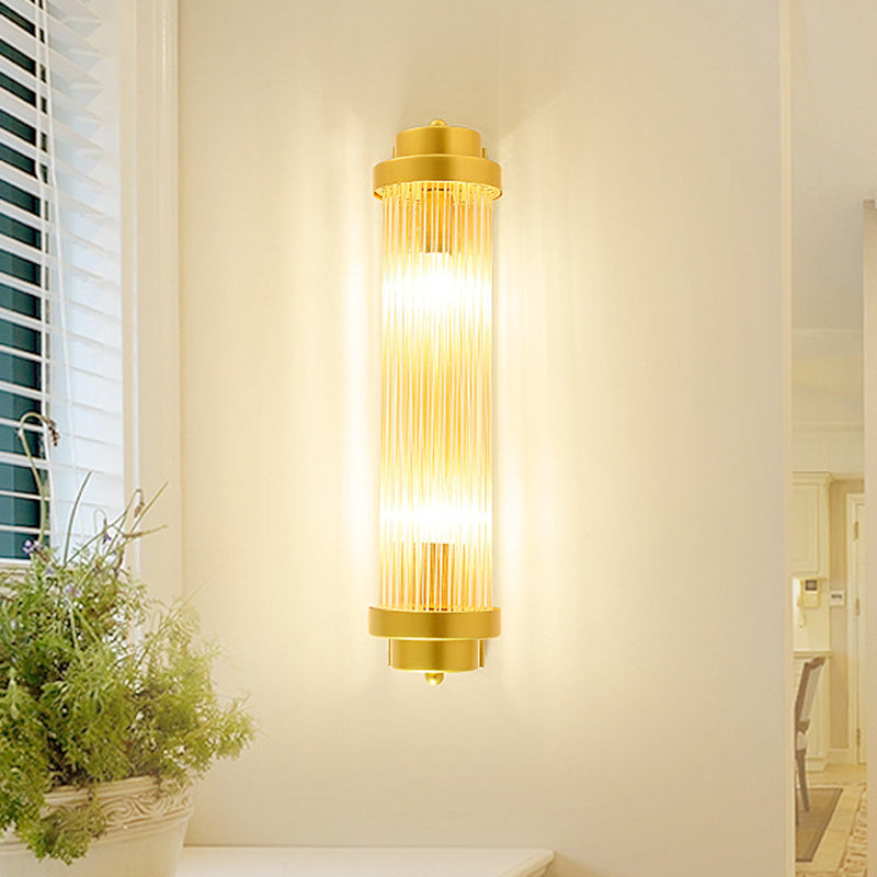Zylinder Schlafzimmer Wandlampe Wandleuchte Vintage Klarglas 2 Köpfe Gold LED Wandbeleuchtung Fixture | Brehn