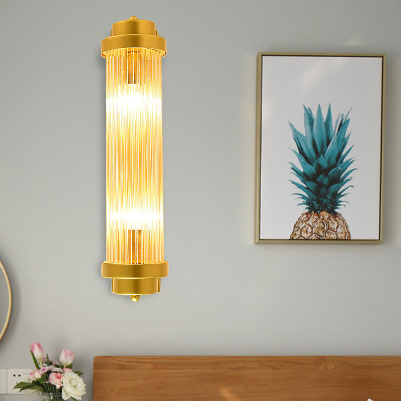 Zylinder Schlafzimmer Wandlampe Wandleuchte Vintage Klarglas 2 Köpfe Gold LED Wandbeleuchtung Fixture | Brehn