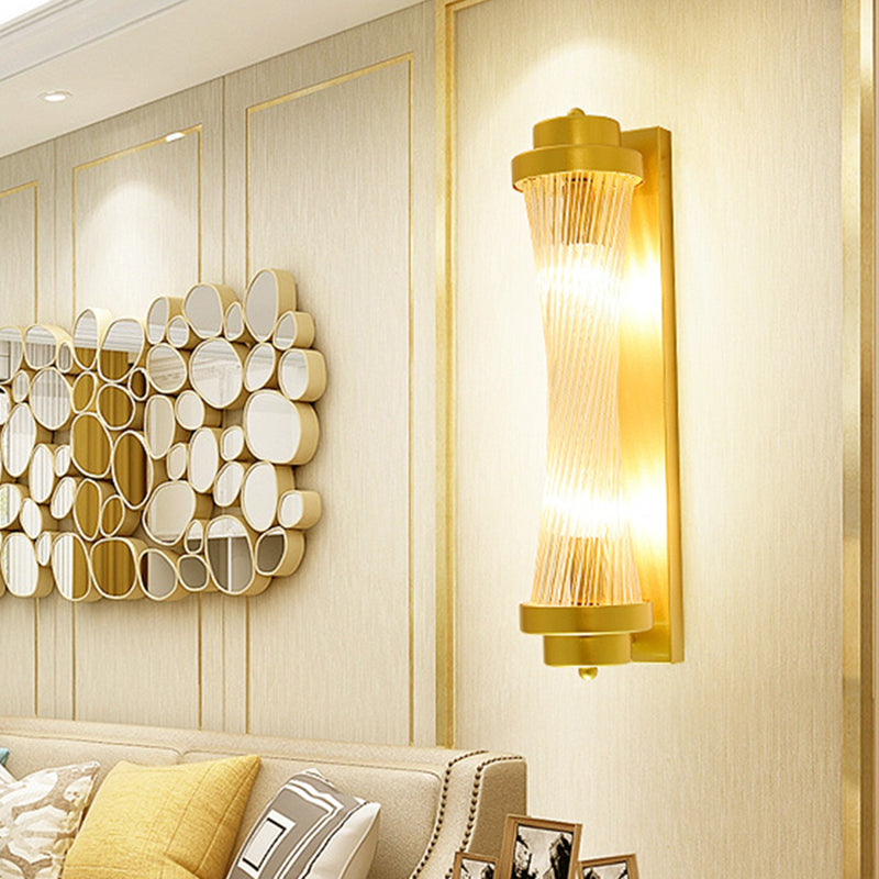 Zylinder Schlafzimmer Wandlampe Wandleuchte Vintage Klarglas 2 Köpfe Gold LED Wandbeleuchtung Fixture | Brehn