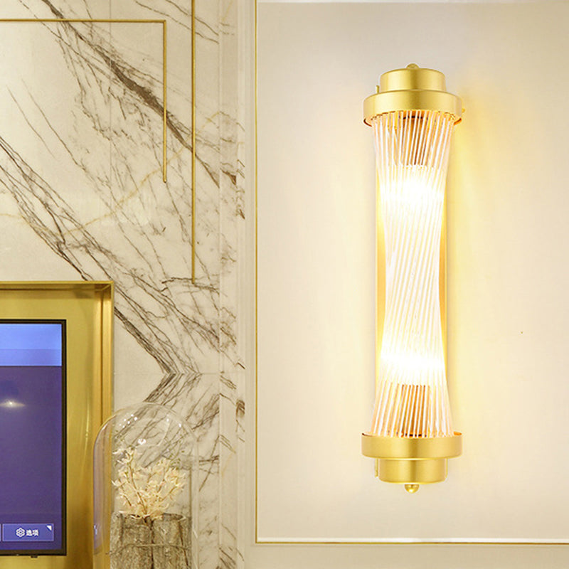 Zylinder Schlafzimmer Wandlampe Wandleuchte Vintage Klarglas 2 Köpfe Gold LED Wandbeleuchtung Fixture | Brehn