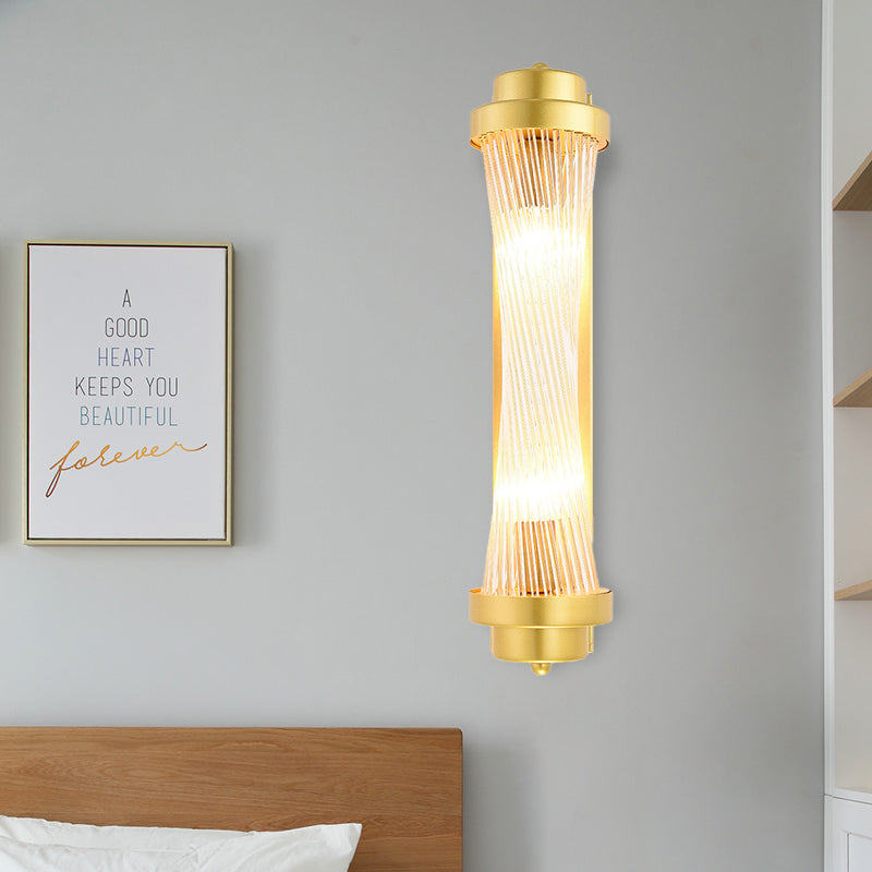 Zylinder Schlafzimmer Wandlampe Wandleuchte Vintage Klarglas 2 Köpfe Gold LED Wandbeleuchtung Fixture | Brehn