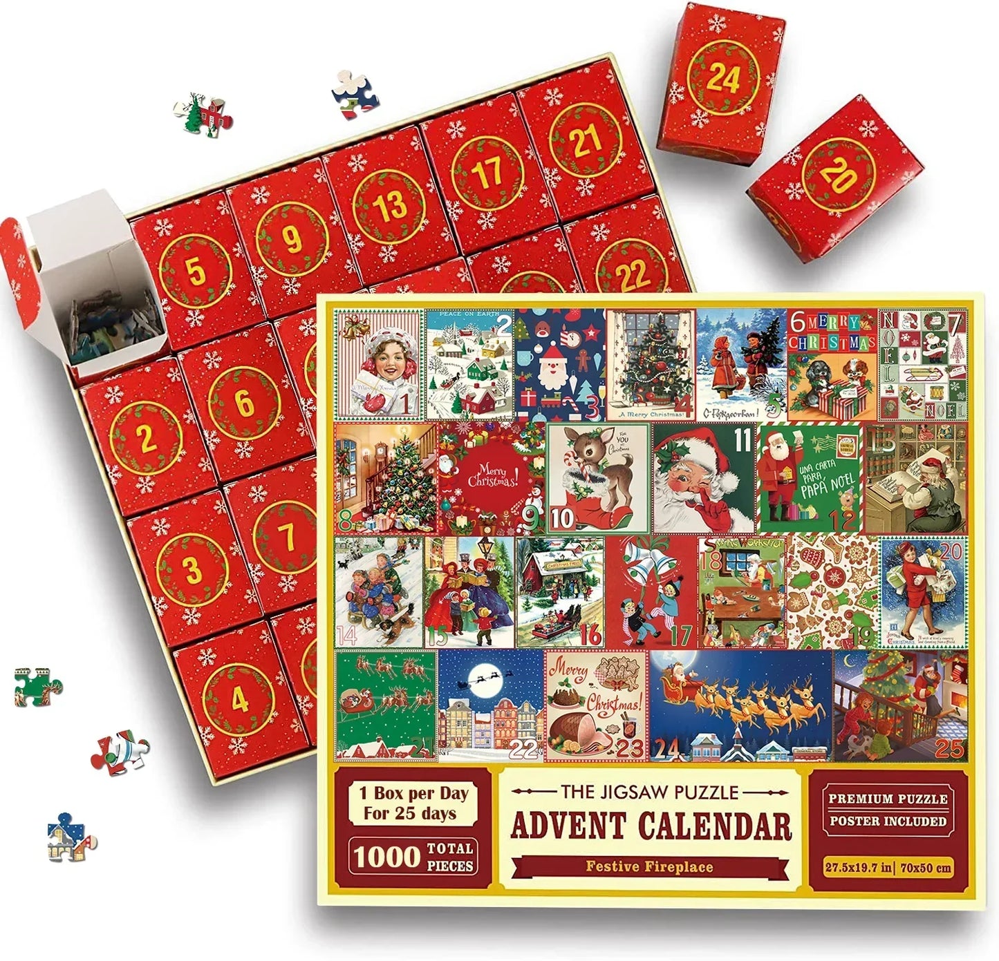 Brehn | Festliches Kamin-Puzzle Weihnachts-Countdown-Kalender - Weihnachtsgeschenk
