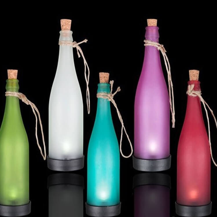 Brehn | 5 Stück Solar Weinflasche Licht Außen Deko Plastik LED Hängeleuchte