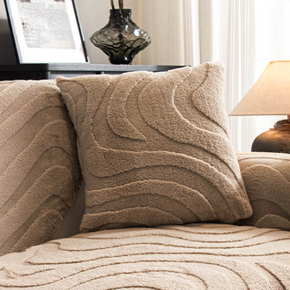 Warme Plüsch Kurvige Jacquard Rutschfeste Sofa-Schutzhülle | Brehn