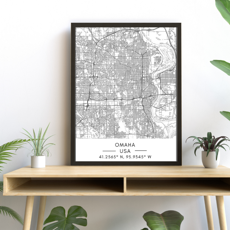 Stadtplan von Omaha – Leinwandbild