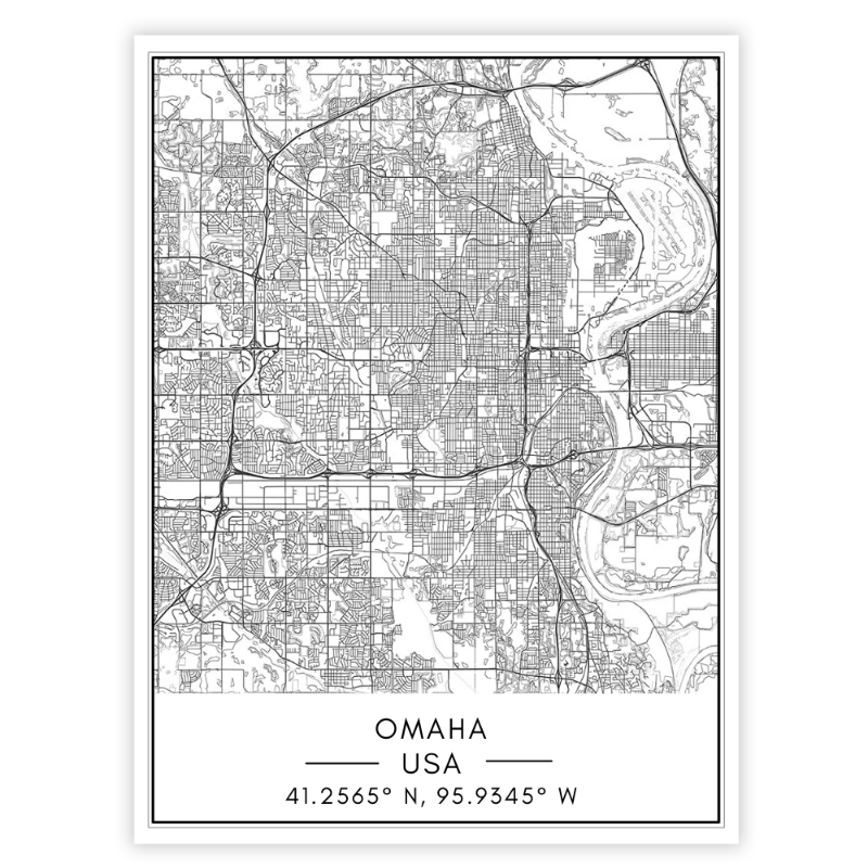 Stadtplan von Omaha – Leinwandbild