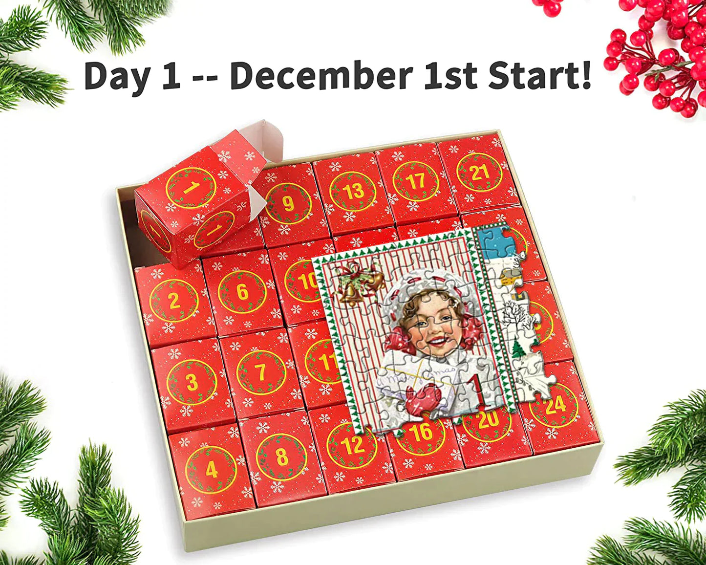 Brehn | Festliches Kamin-Puzzle Weihnachts-Countdown-Kalender - Weihnachtsgeschenk