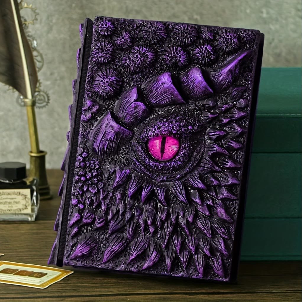 Brehn | Drachenauge 3D Prägung Journal - Handgefertigtes Harz Graviertes Notizbuch