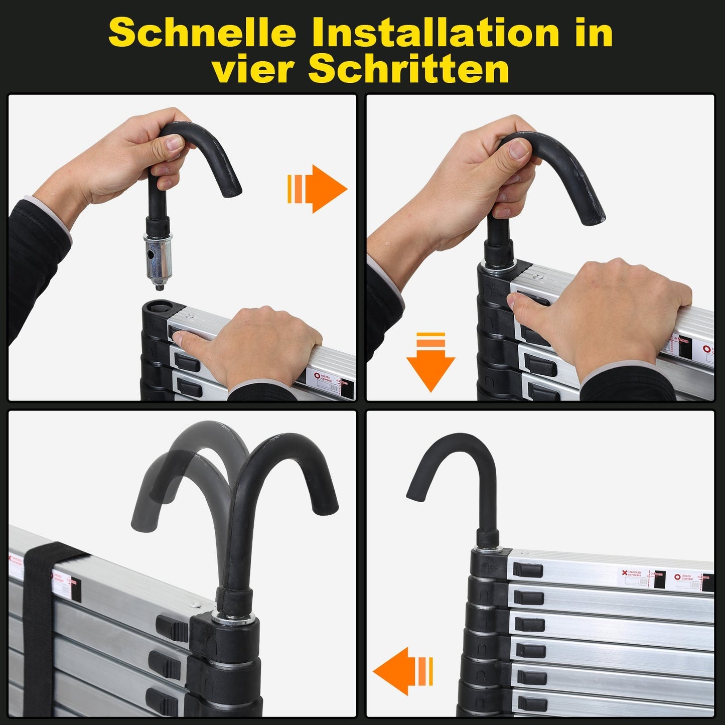 Teleskopleiter mit 2 Abnehmbarem Haken | Brehn