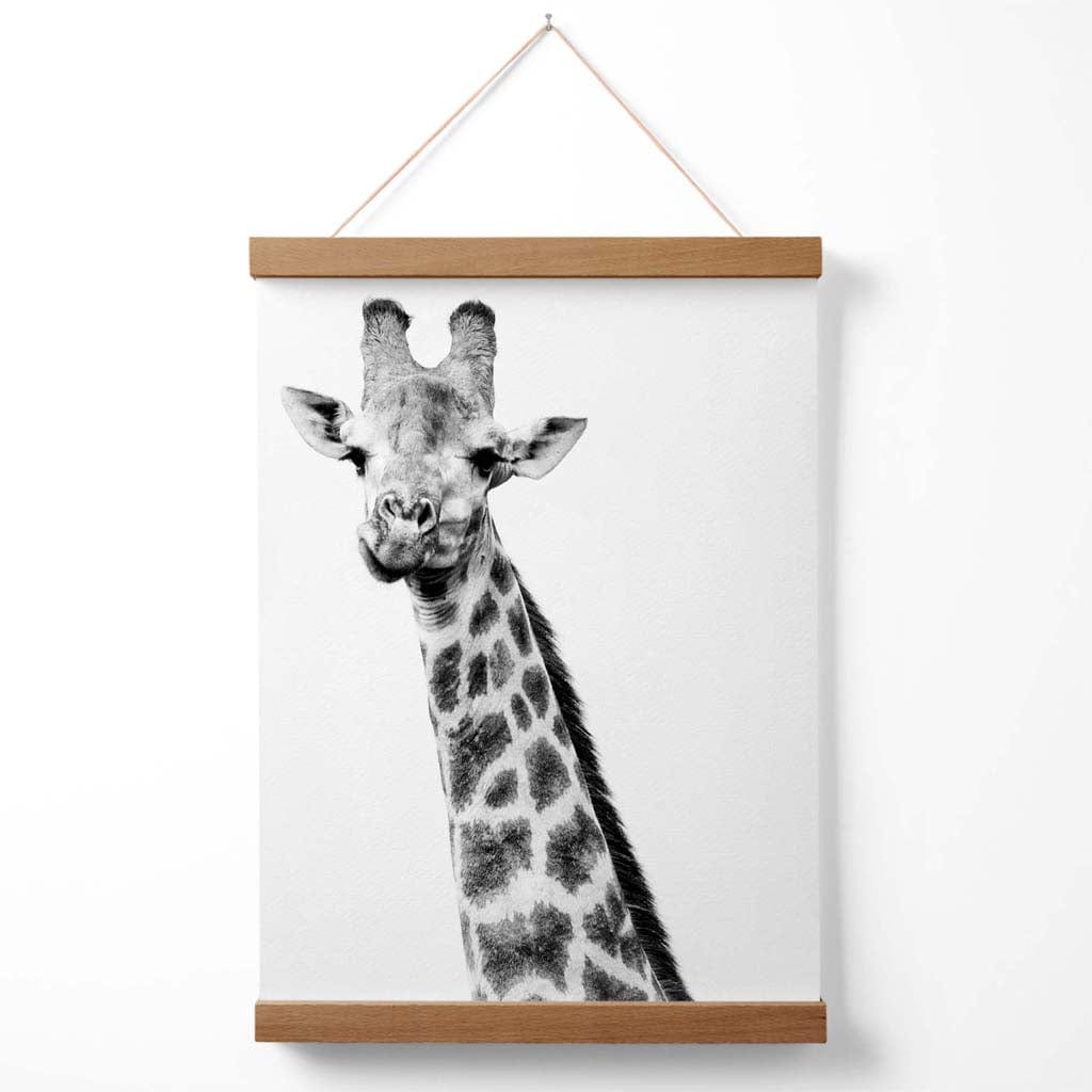 Freches Giraffen-Tierposter (Schwarz-Weiß) mit Aufhänger