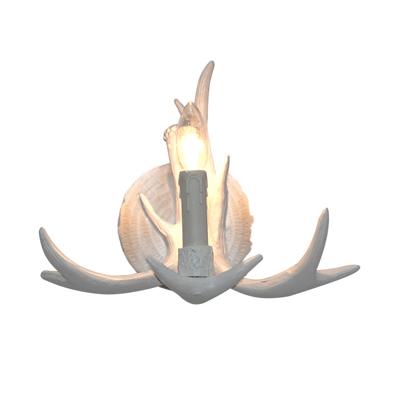 Brehn | 1 Licht Exposed Bulb Wandlamp Traditioneel Wit/Hout Hars Wandlamp Armatuur für Flur