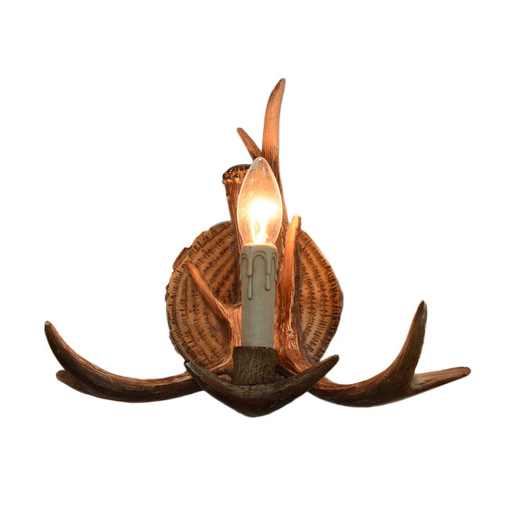 Brehn | 1 Licht Exposed Bulb Wandlamp Traditioneel Wit/Hout Hars Wandlamp Armatuur für Flur