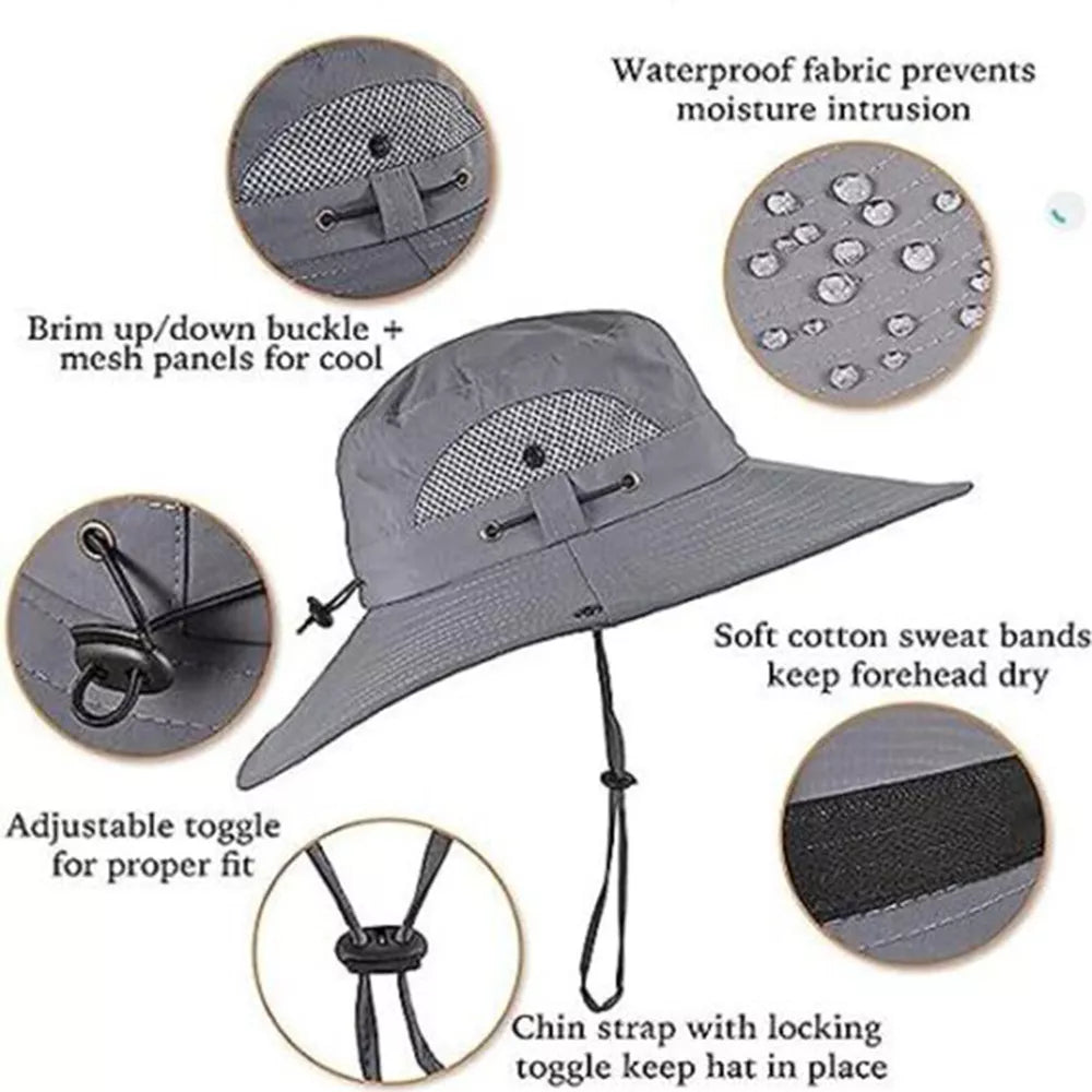 Breiter Schirm Solarventilator Outdoor Bucket Hat Solar- & USB-Ladegerät | Brehn