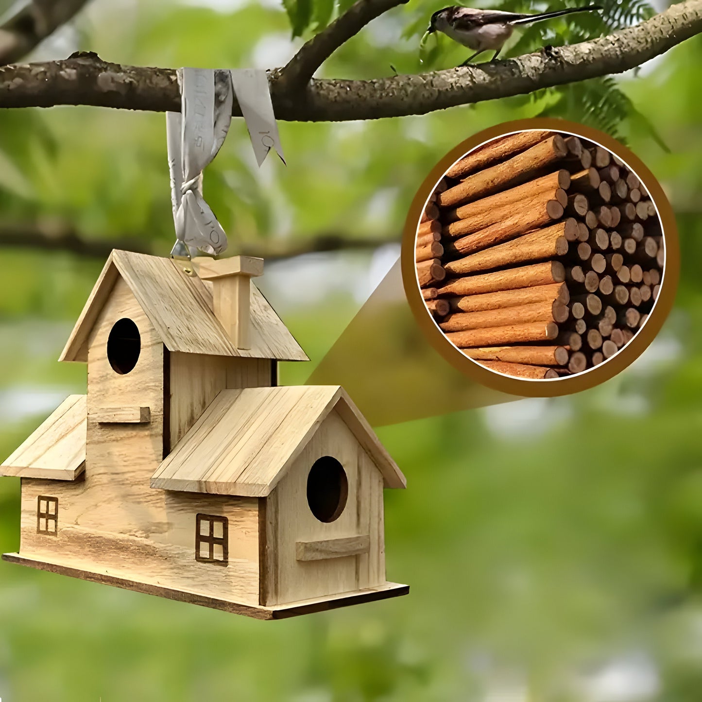 WoodlandBird Haus - Holz hängendes Vogelhaus mit 3 Löchern | Brehn