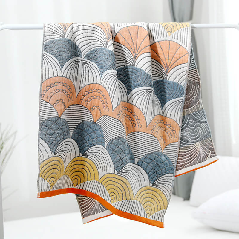 Shell Print Jacquard Baumwollhandtuch 70x140cm | Brehn