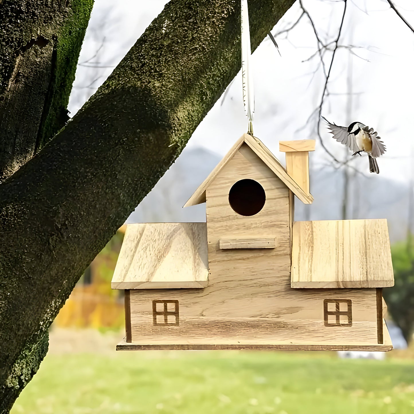WoodlandBird Haus - Holz hängendes Vogelhaus mit 3 Löchern | Brehn