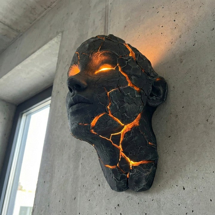 Vulkanische Gesichts-Lava-Riss-Wandkunstlampe
