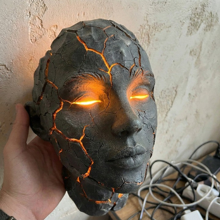 Vulkanische Gesichts Lava Riss Wandkunst Lampe | Brehn
