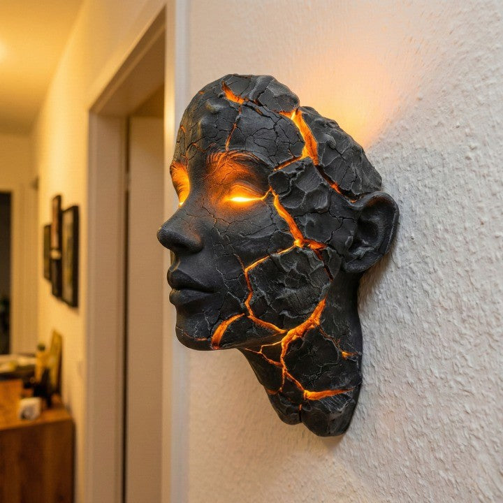 Vulkanische Gesichts Lava Riss Wandkunst Lampe | Brehn