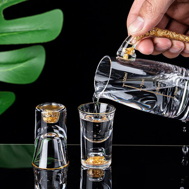 Brehn | Funkelndes Goldenes Handgefertigtes Trinkglas-Set